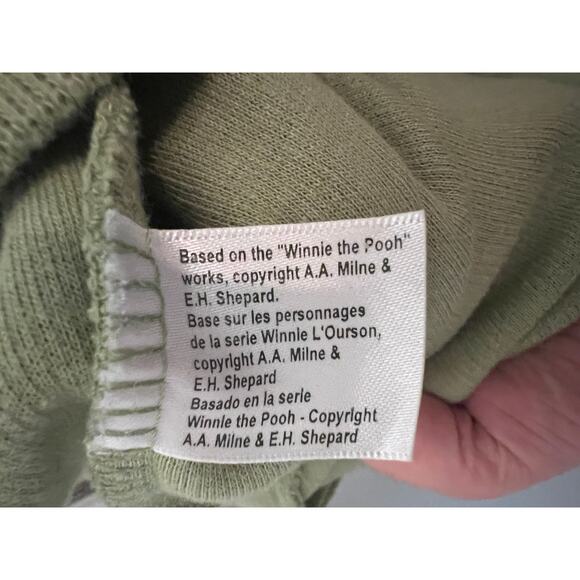 Disney Store Vintage Rare Find Winnie the Pooh Green Long Sleeve L Blouse Cotton - Picture 8 of 8